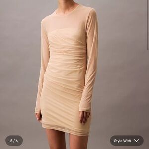 Calvin Klein Jeans Beige Long Sleeve Dress